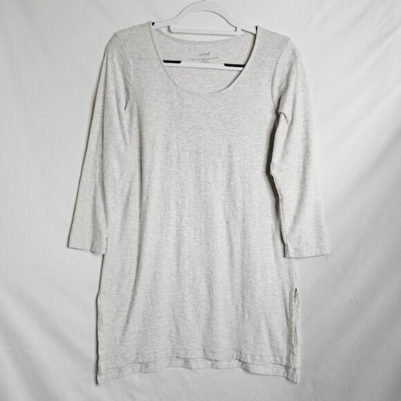 J JILL PureJill 3/4 Sleeve Casual T-Shirt Tunic Top LIGHT GRAY size S Tall - Picture 2 of 5